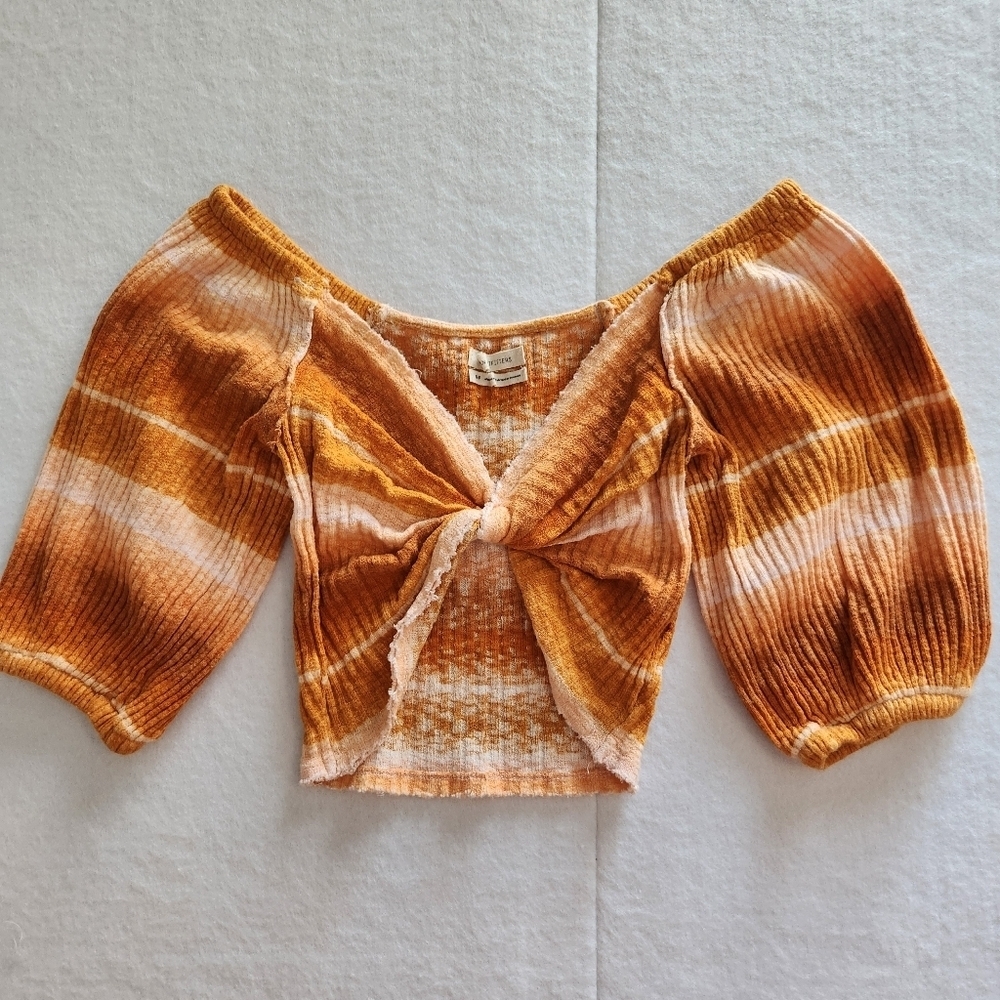 Urban Outfitters Orange Tie-Dye Hippie Vibe Off-Shoulder Crop Top Size Small